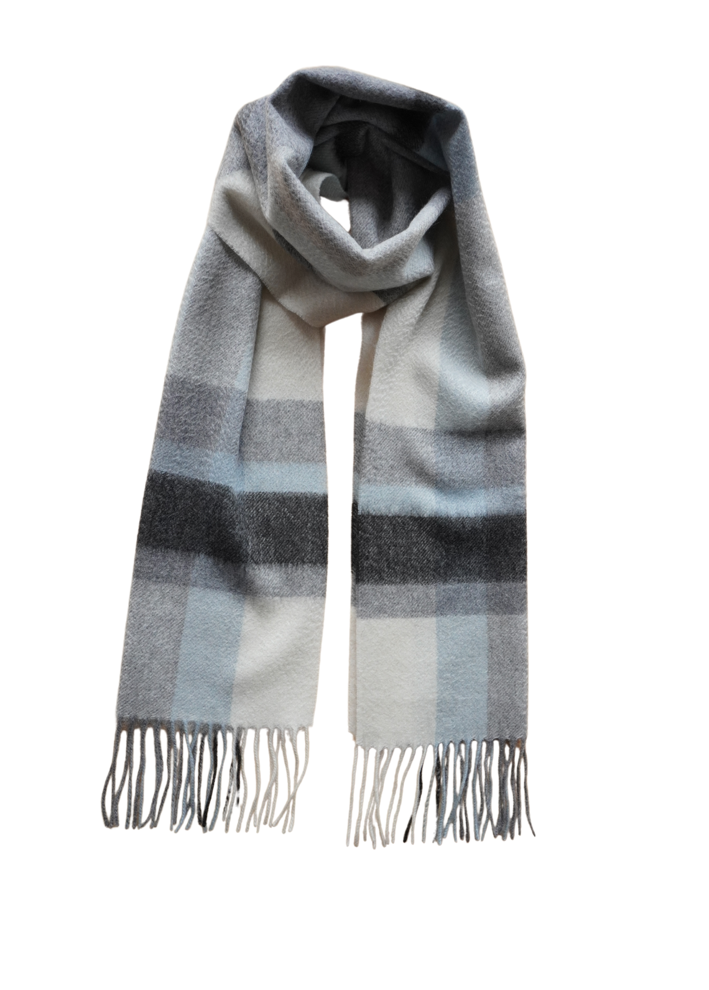 Scarf-Plaid with Light Blue & Gray