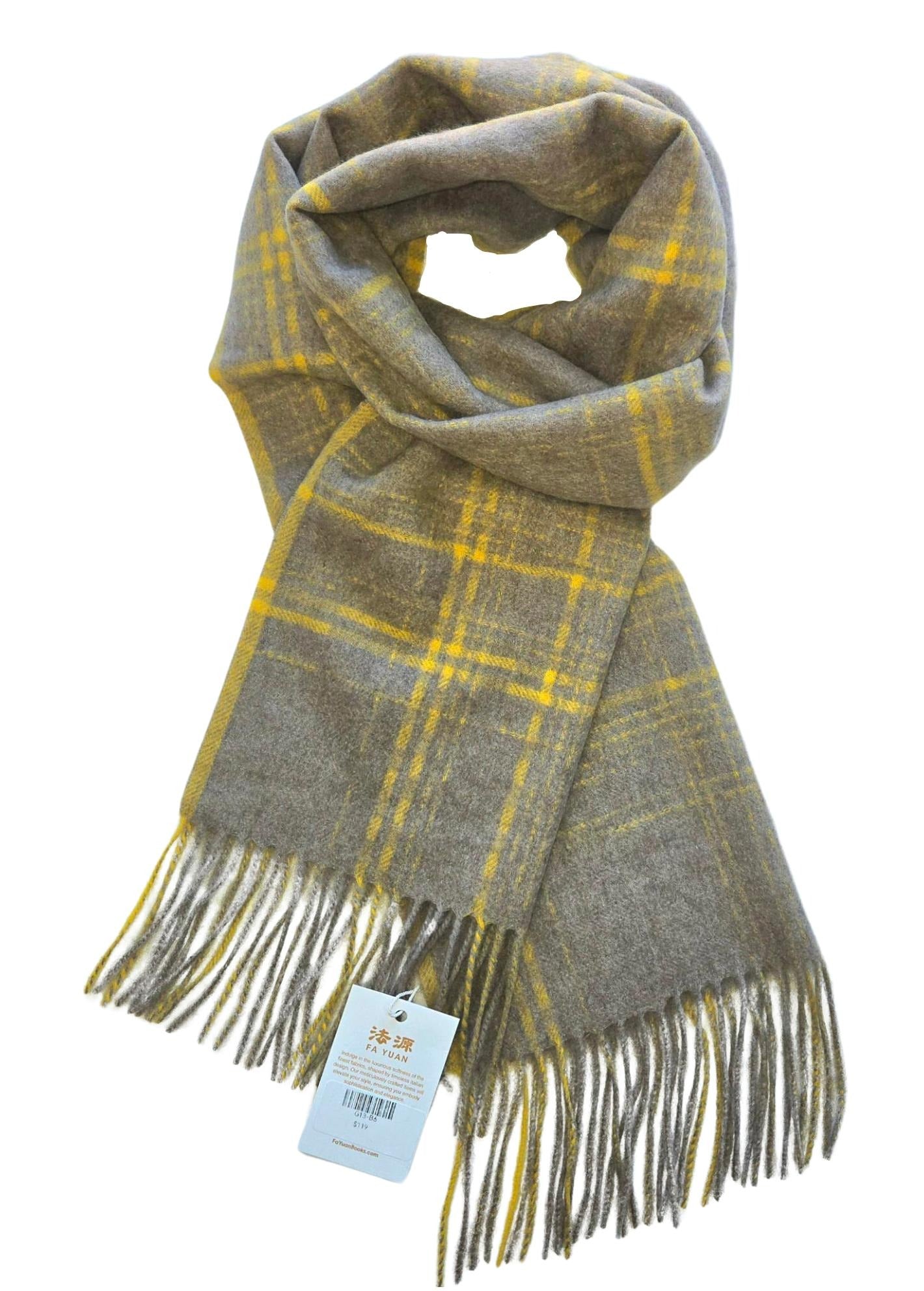 Scarf-Gray & Yellow Plaid