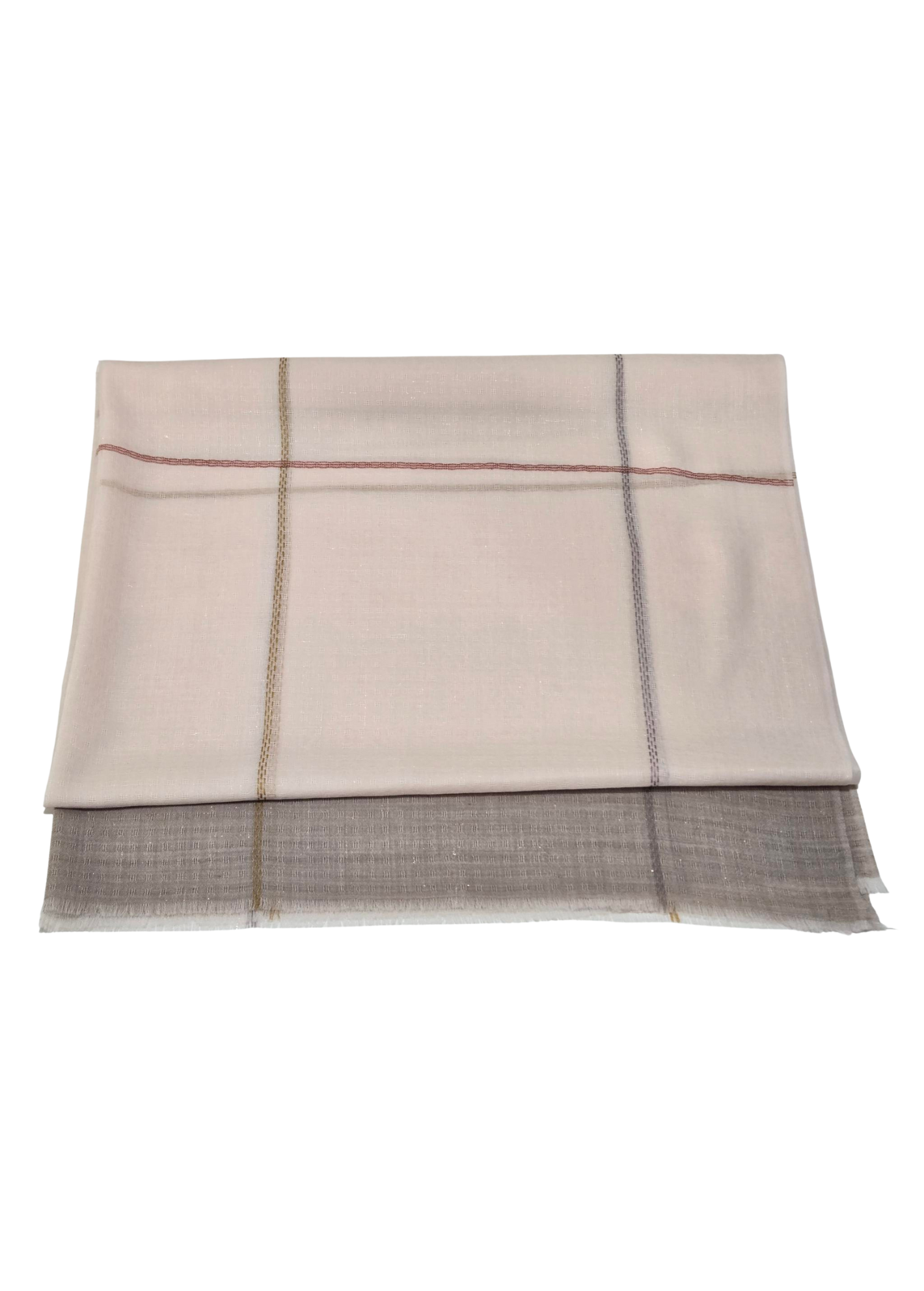 Shawl_Thin Shine Pink & light Brown Plaid
