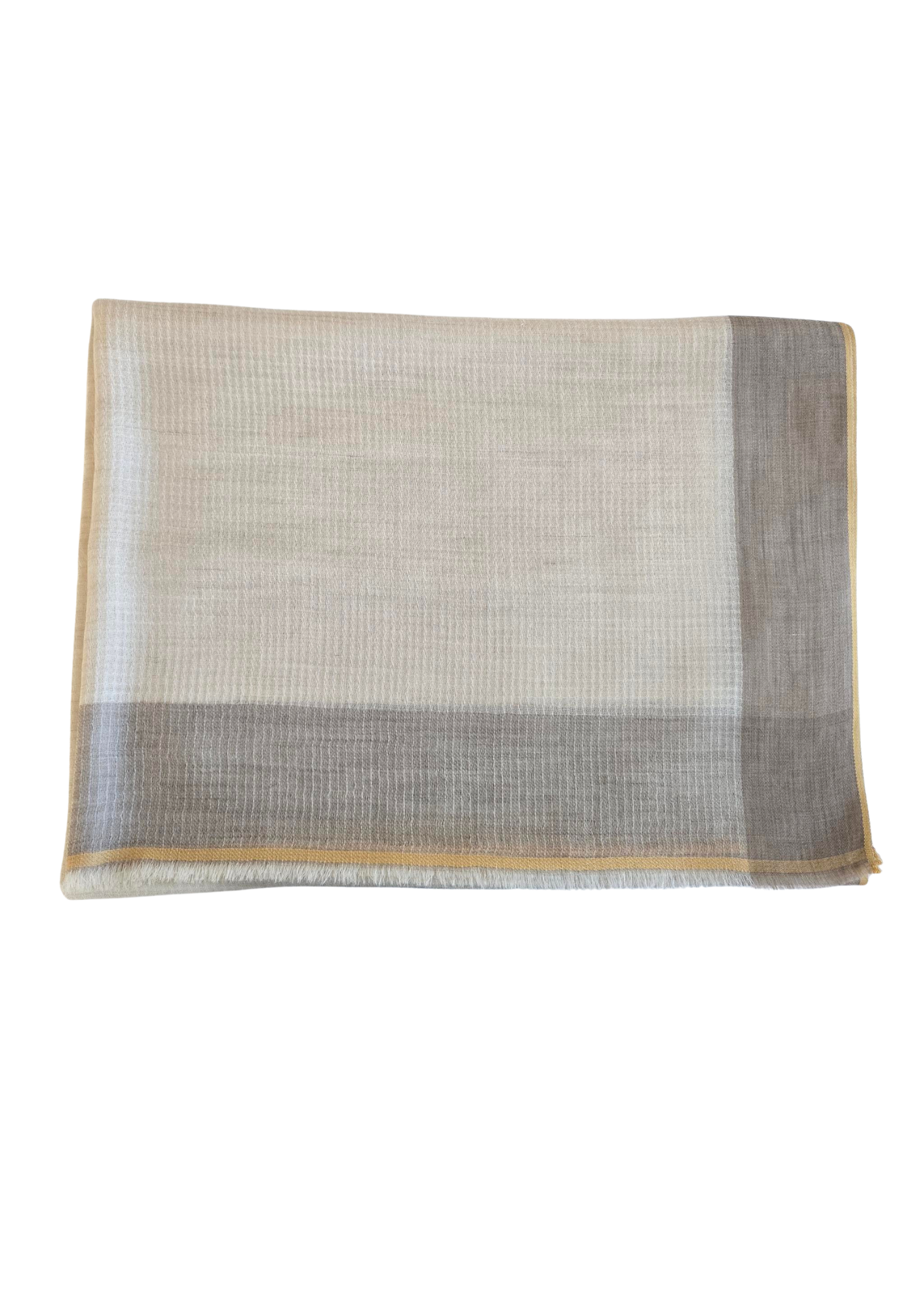 Shawl_Thin Beige with Brown Edge