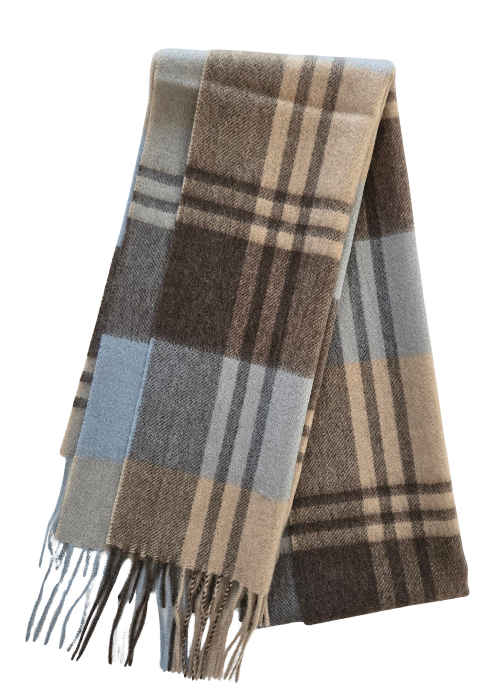 Scarf-Plaid Blue & Brown Mix