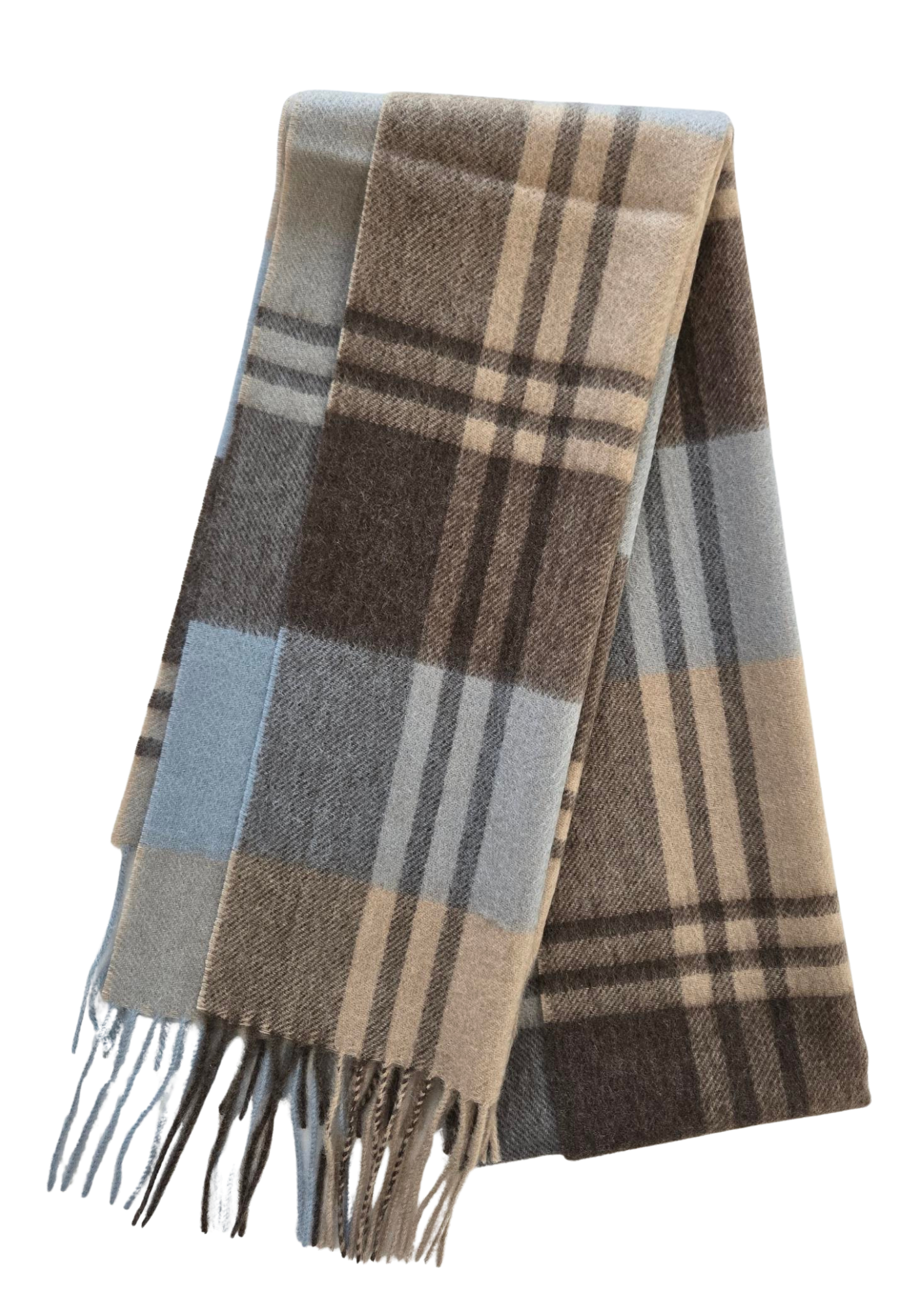 Scarf-Plaid Blue & Brown Mix