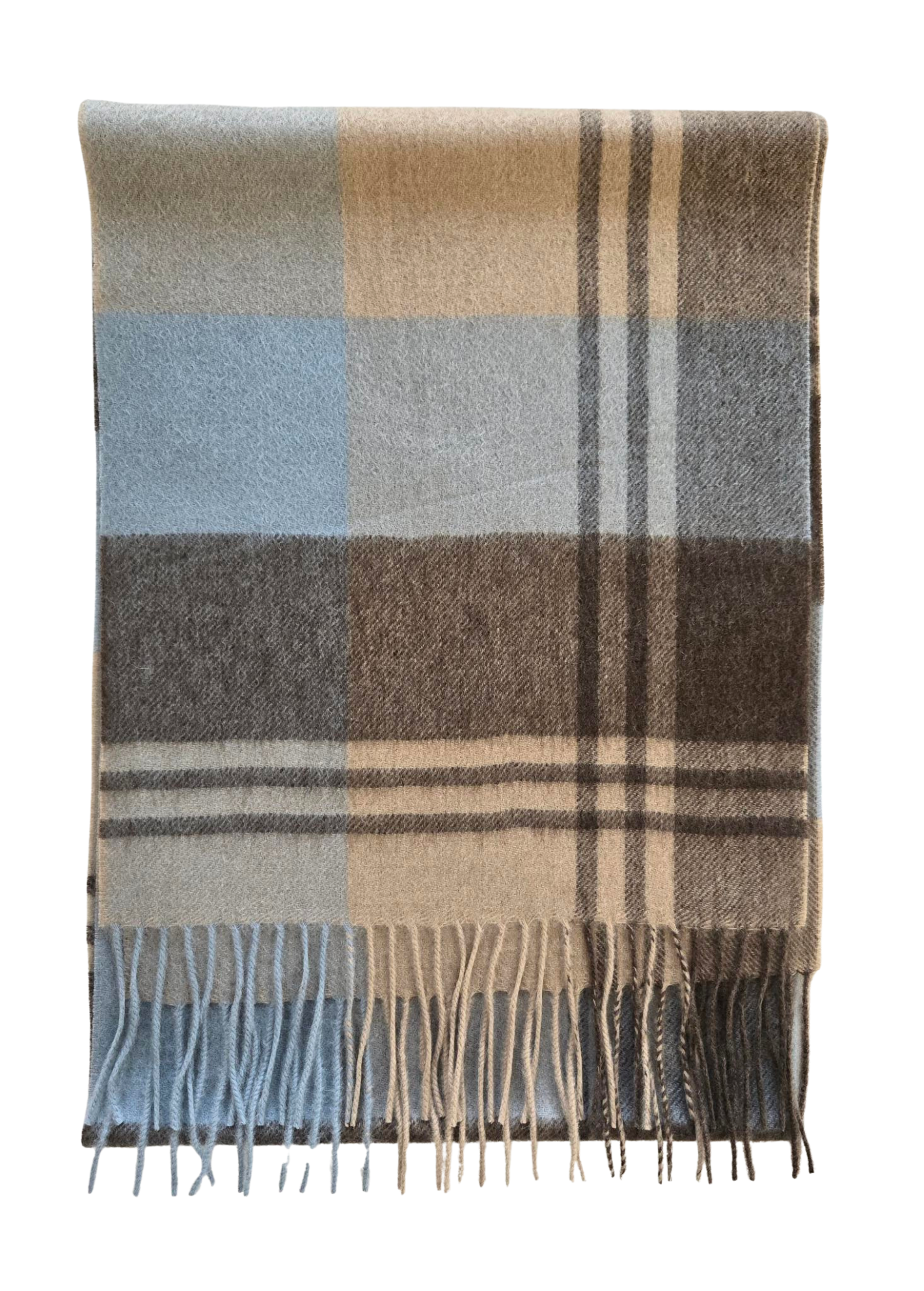 Scarf-Plaid Blue & Brown Mix